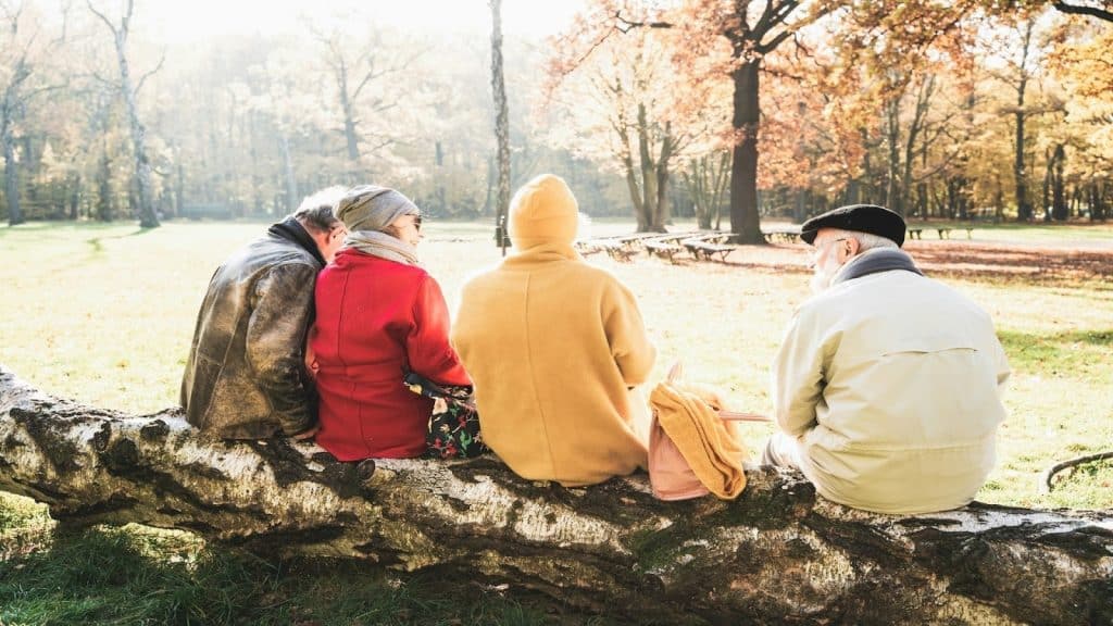 friends and couple socializing together