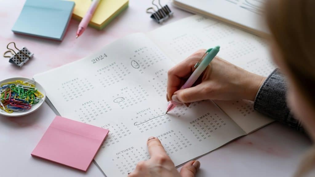 man checking calendar