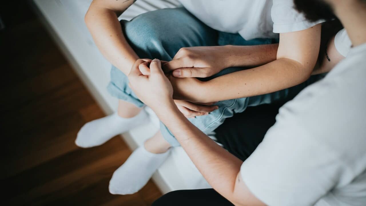 A couple having a serious talk