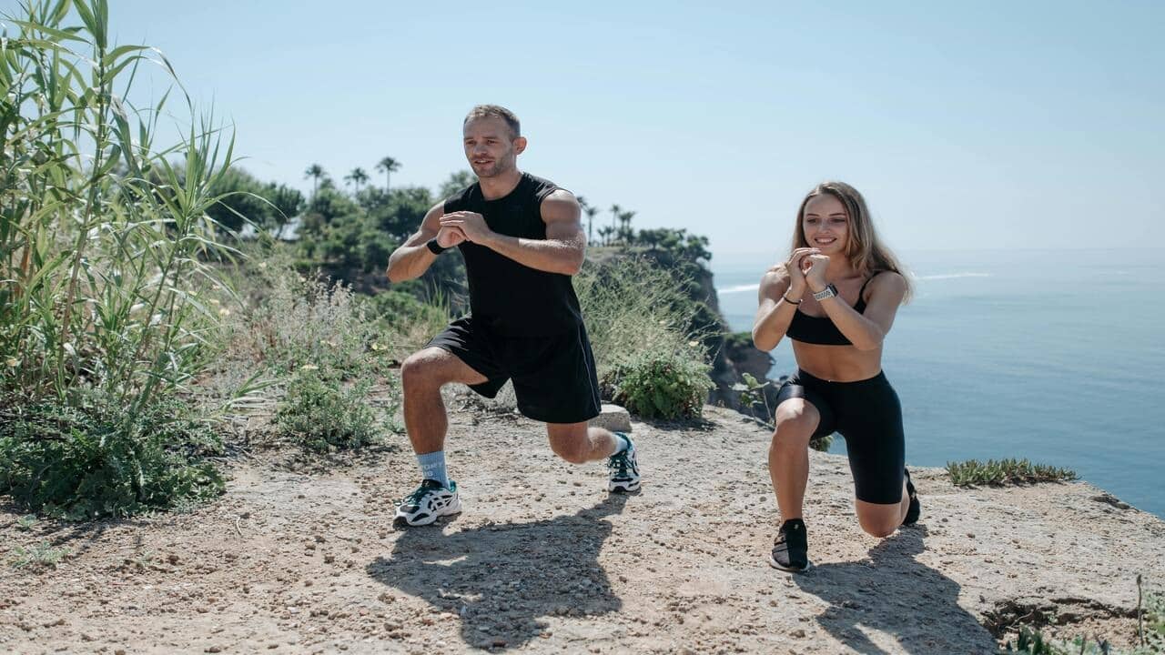 A couple exercising together