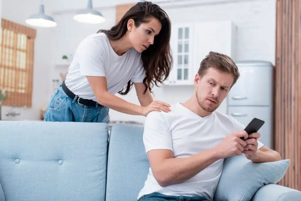 A man ignoring woman