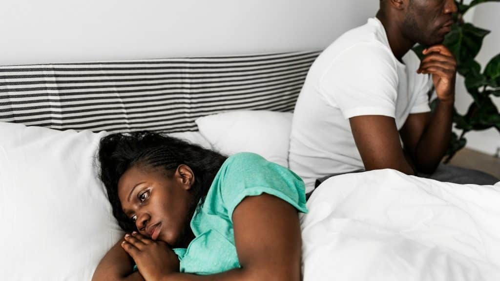 Woman turning her back from a man