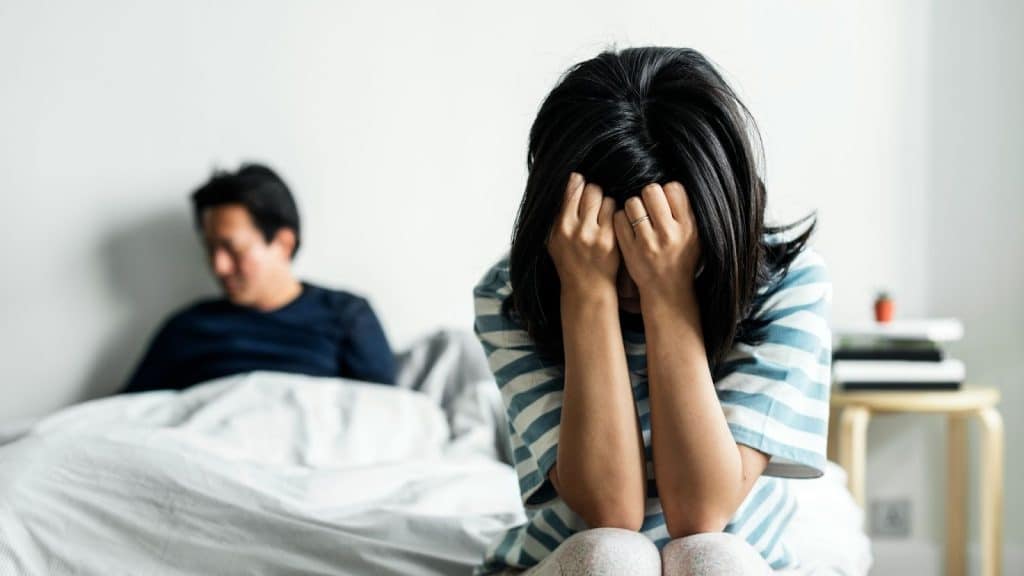A man ignoring woman