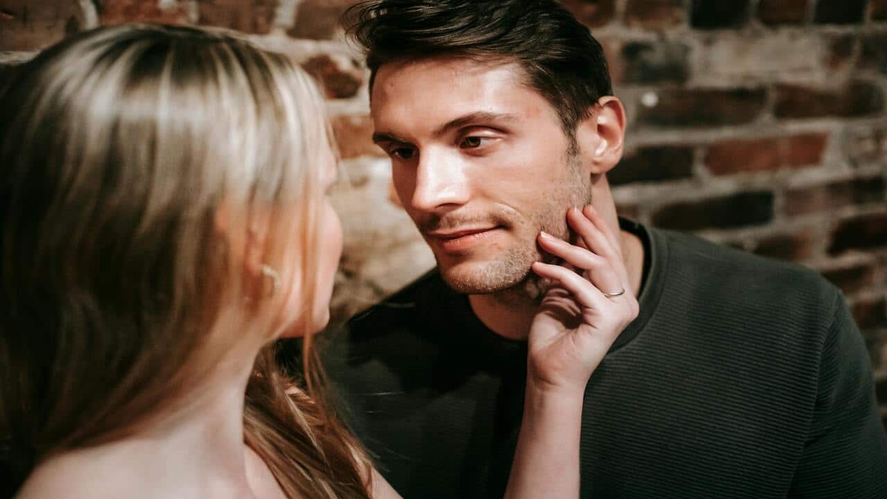 A couple looking at each other