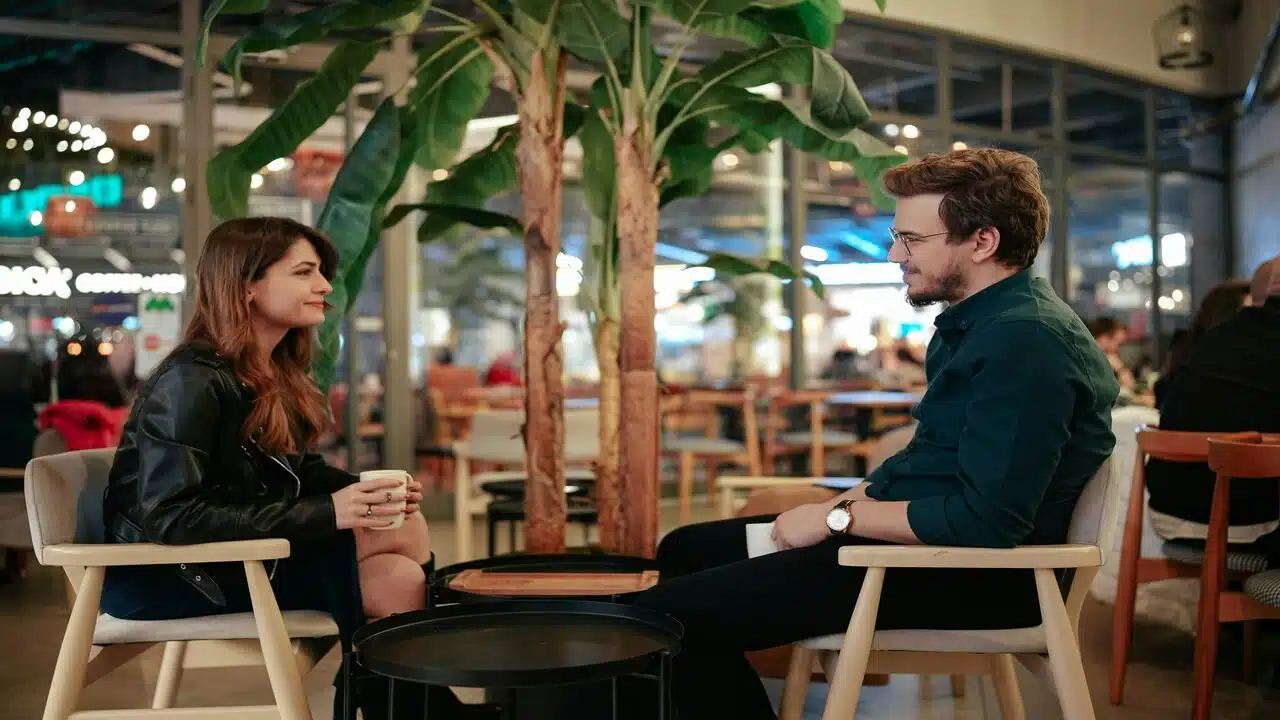 A couple at a coffee date