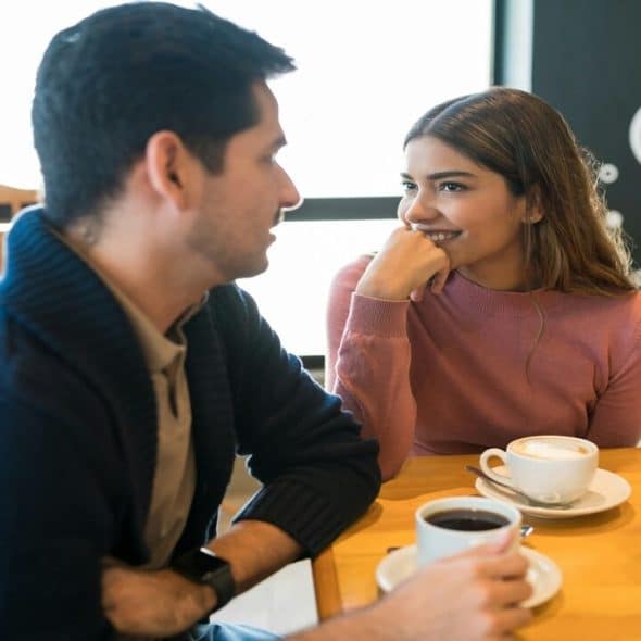 A couple in a restaurant