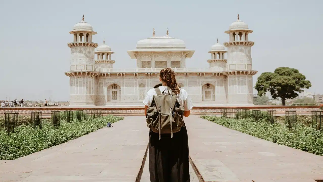 A woman traveling by herself