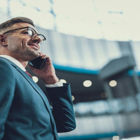 A businessman on his phone