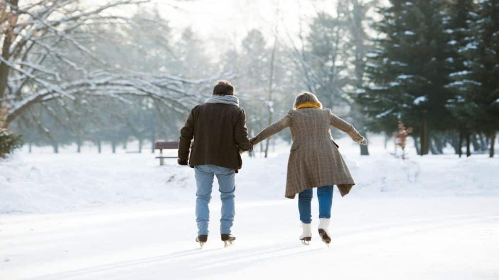 couple walking outdoors side by side