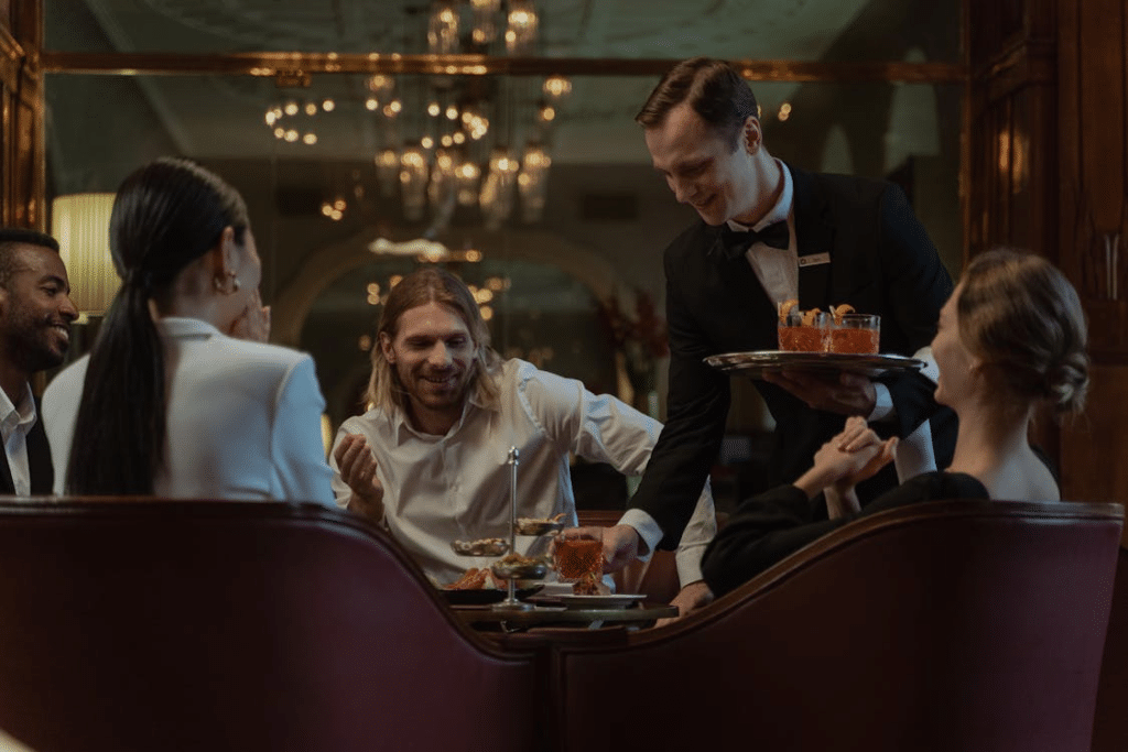 Happy people in a restaurant