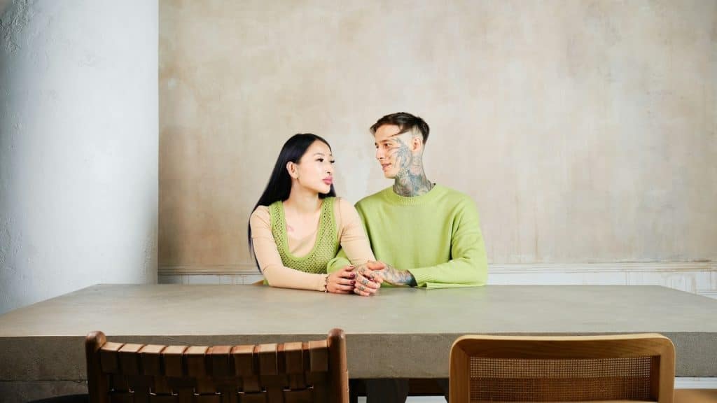 couple sitting together during serious moment