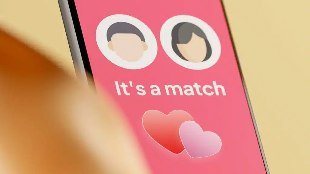 person using dating app on phone