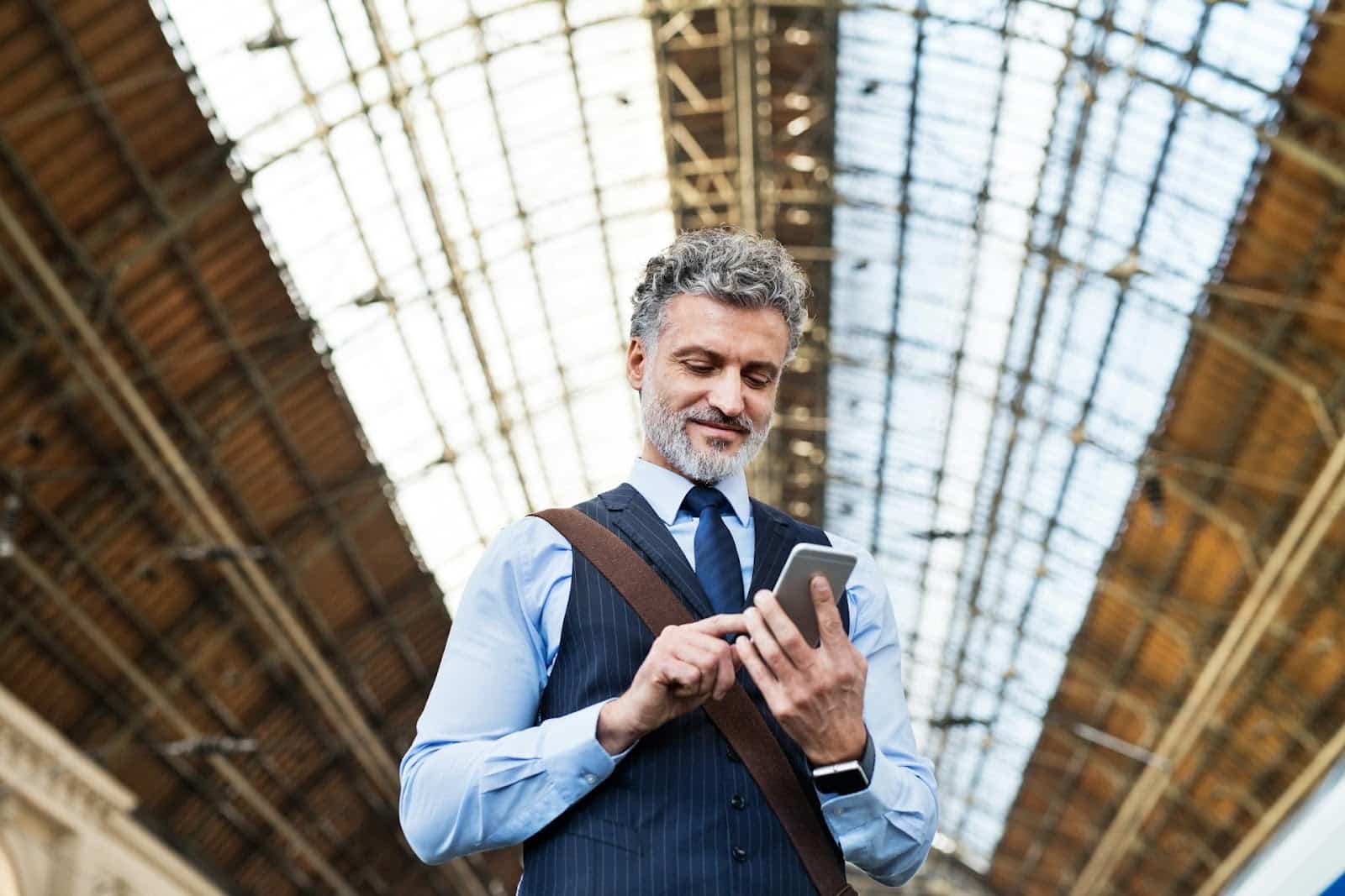 man smiling phone