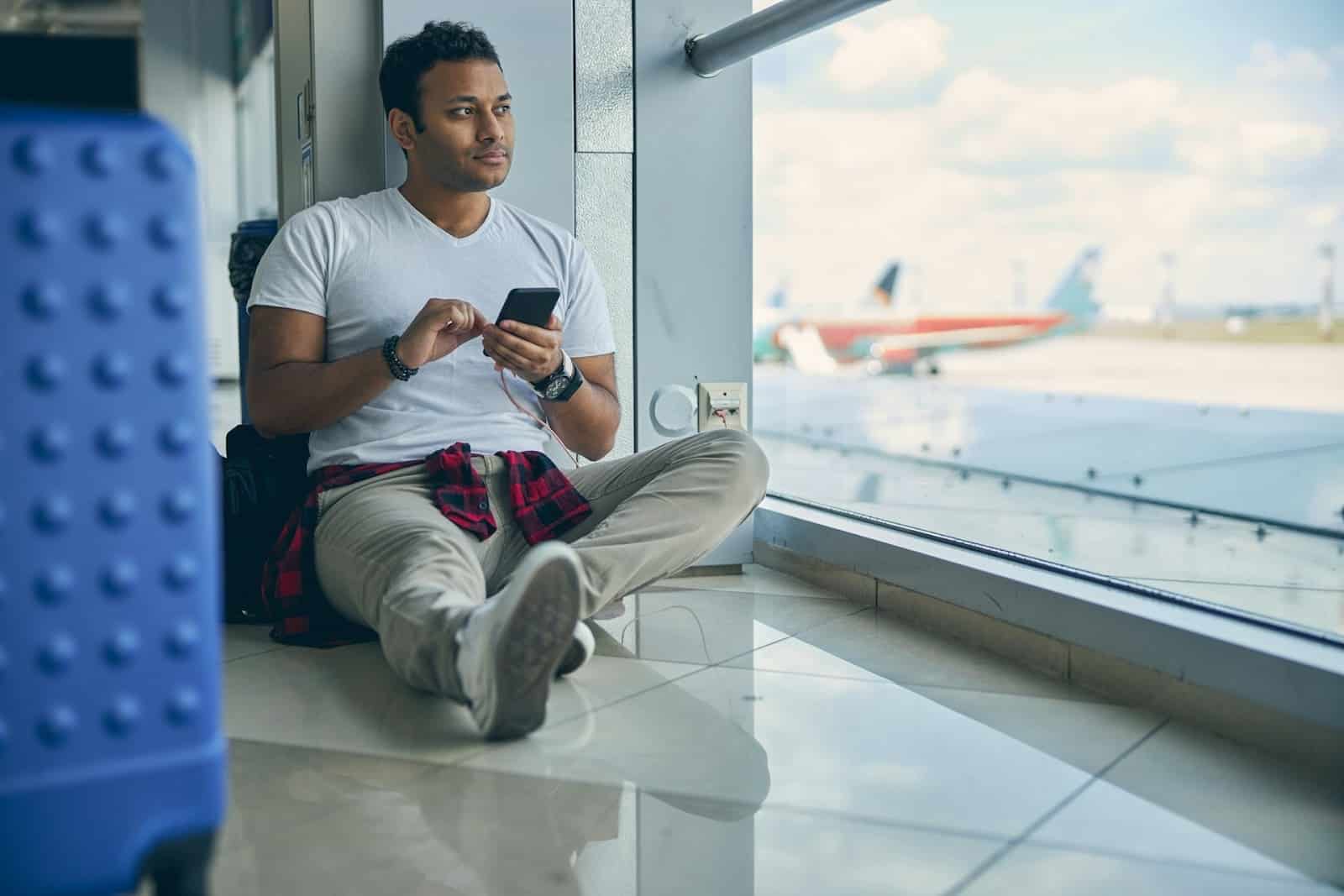man waiting phone