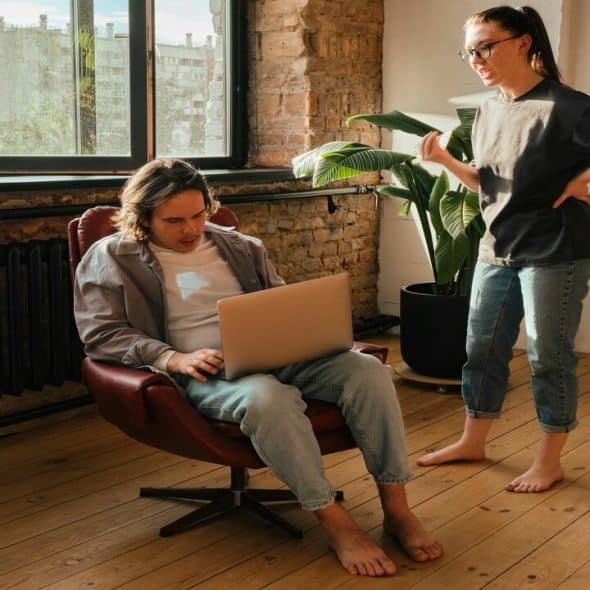 A woman nagging her directionless boyfriend