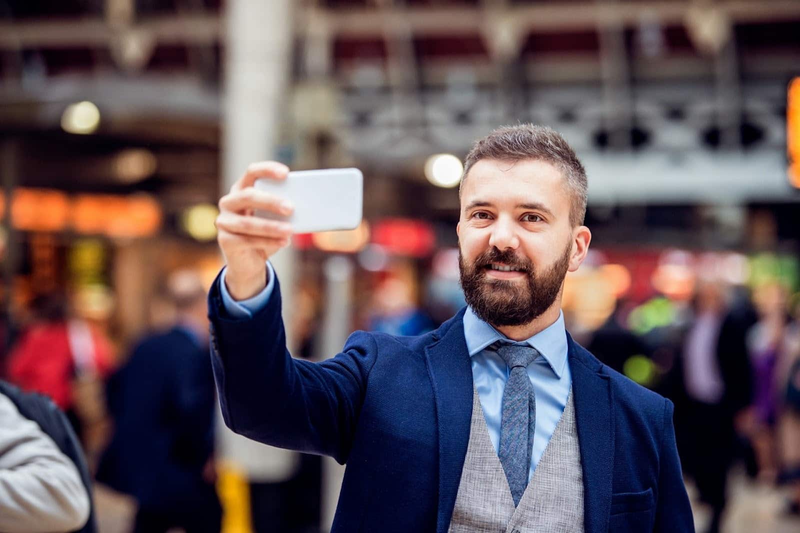 man taking selfie