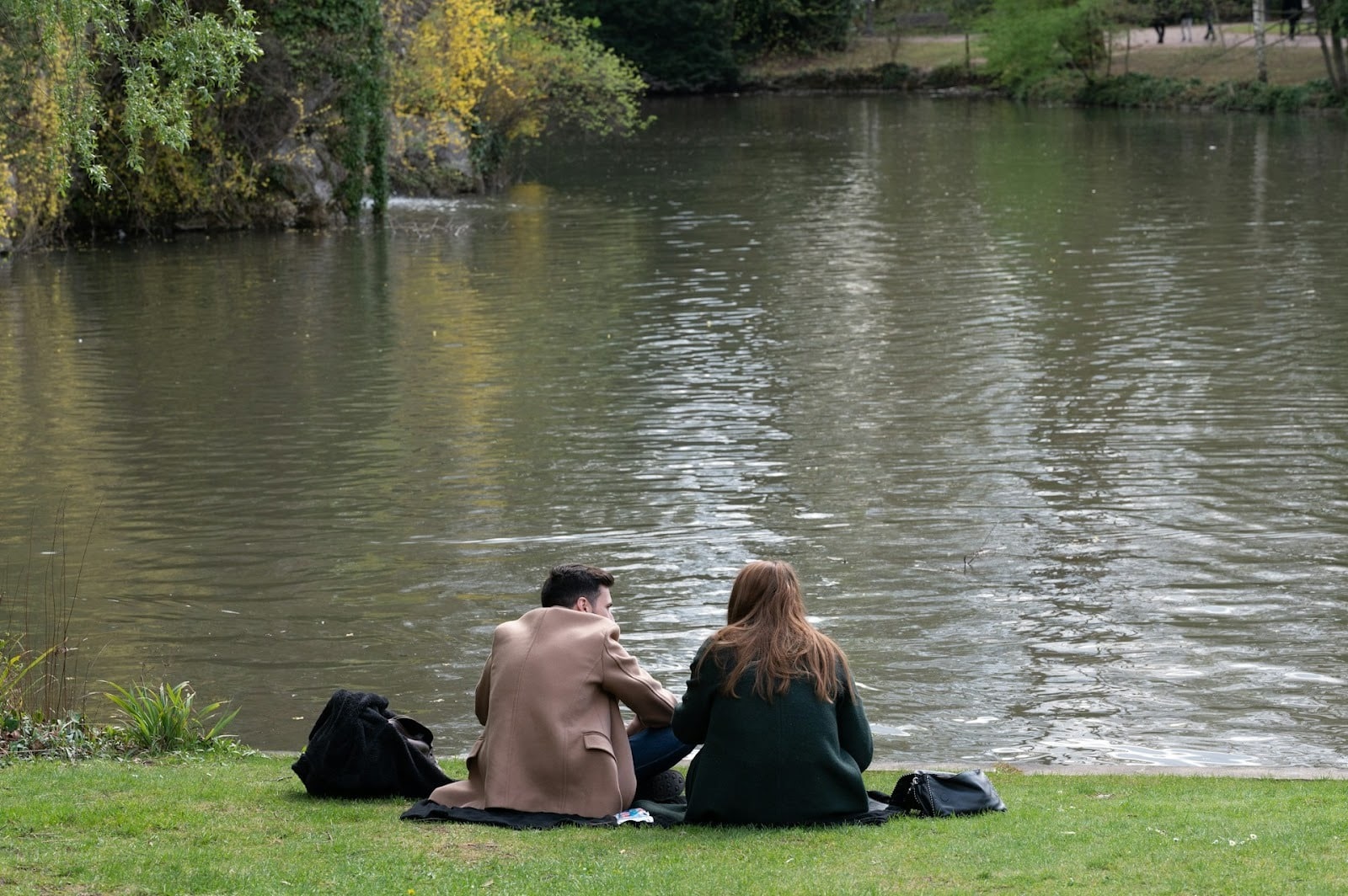 couple distant park