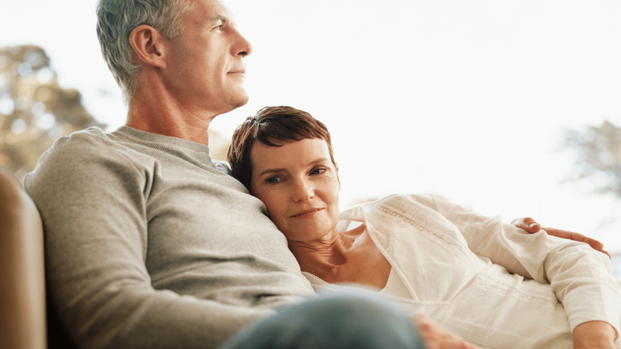 A couple sitting on the couch