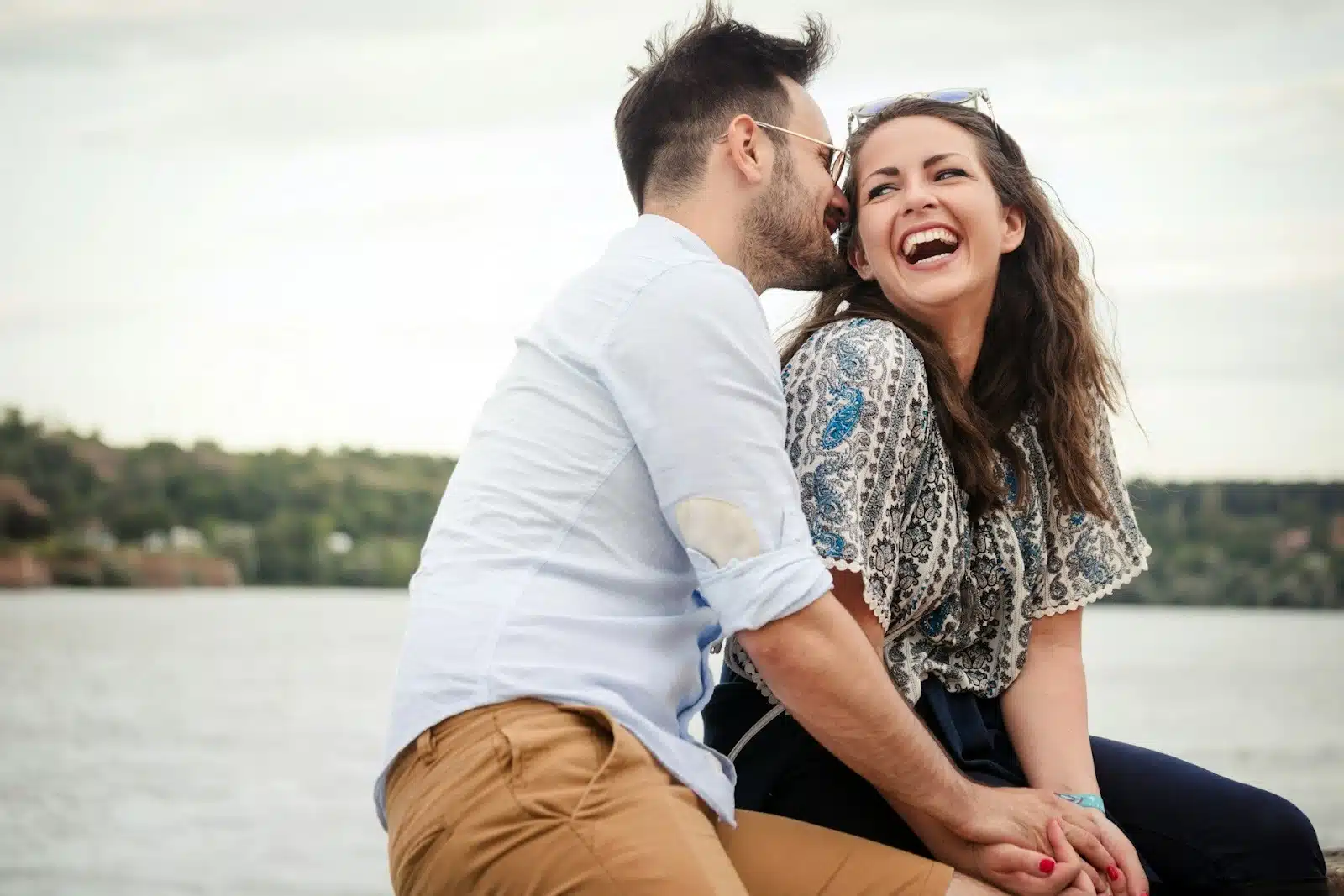 happy couple laughing