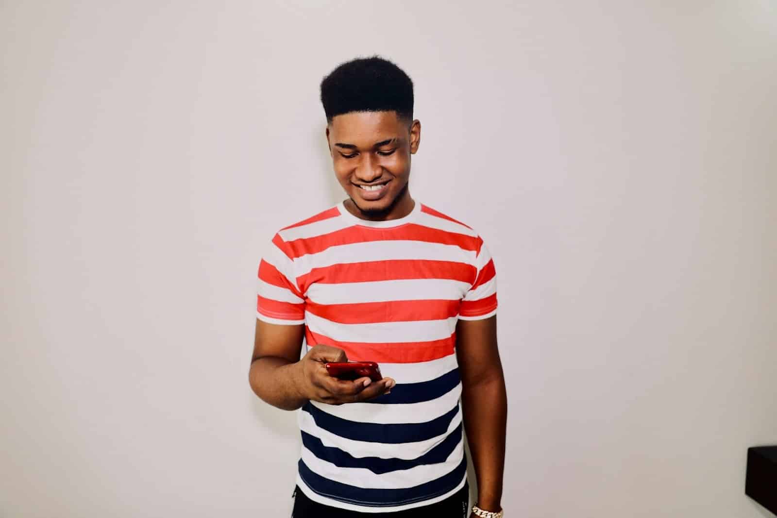 man smiling phone