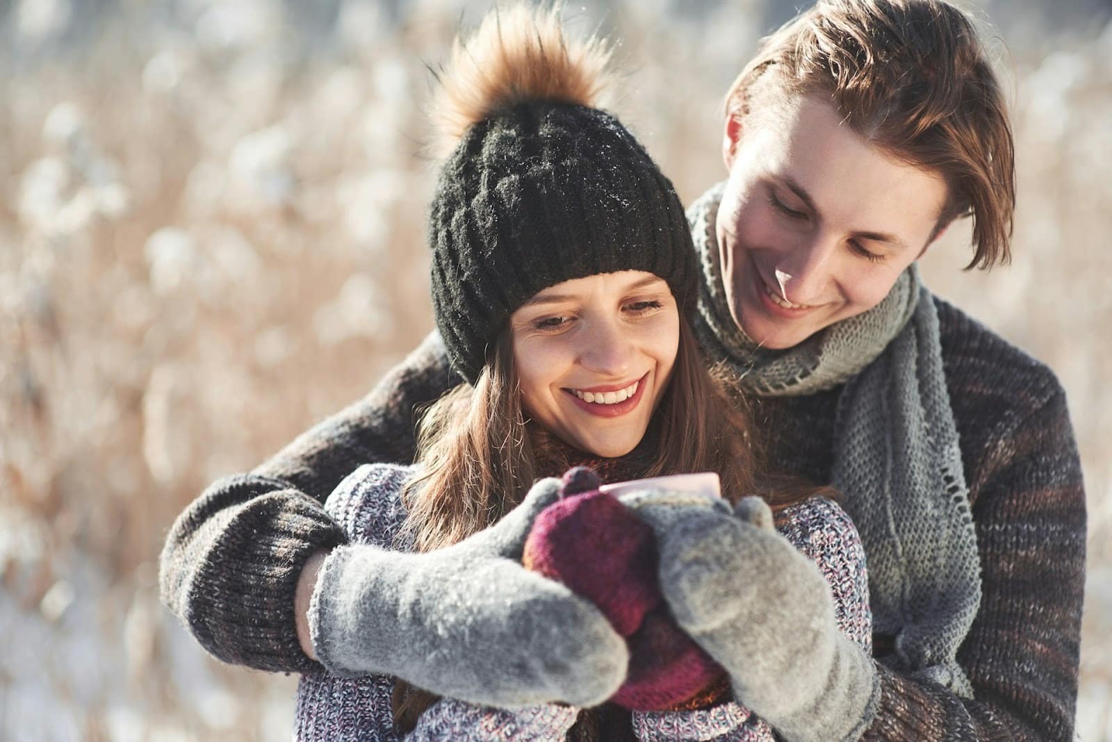 happy couple outdoors