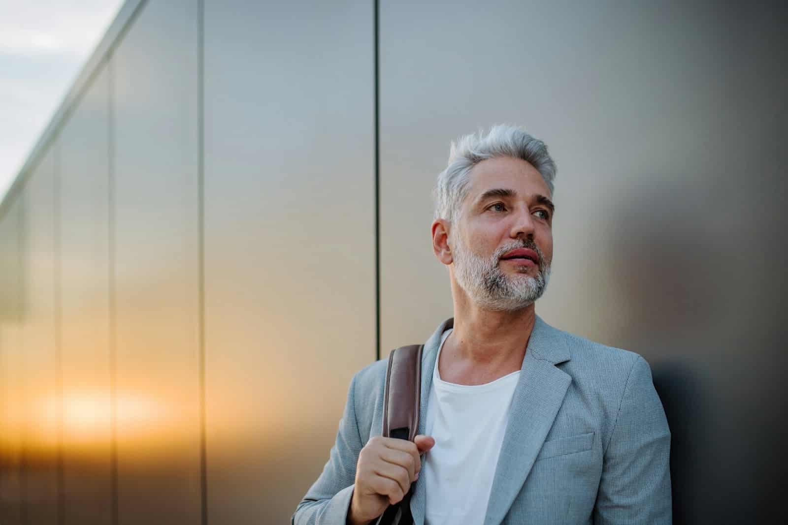 thoughtful man sunset