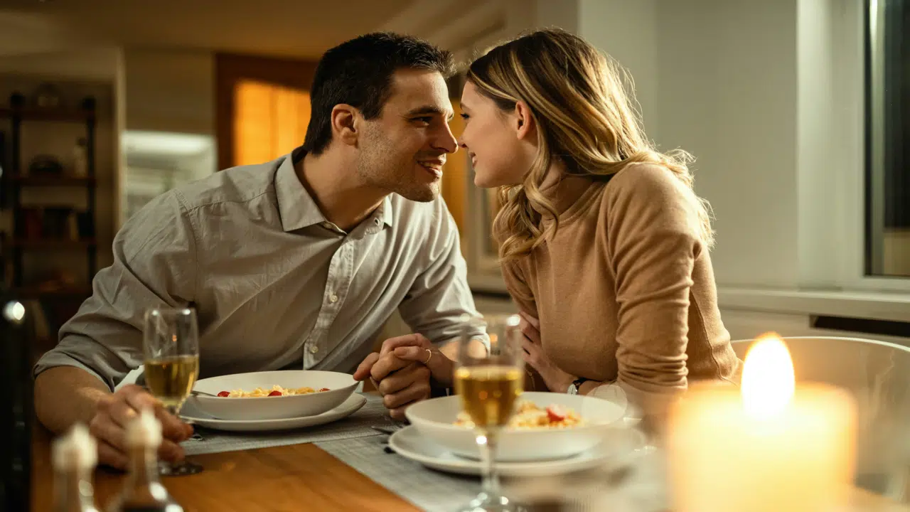 A couple having a home date