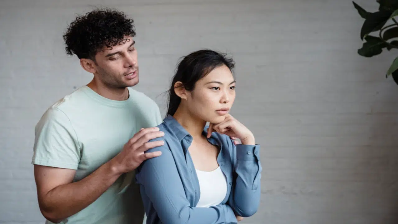 A couple having a serious talk