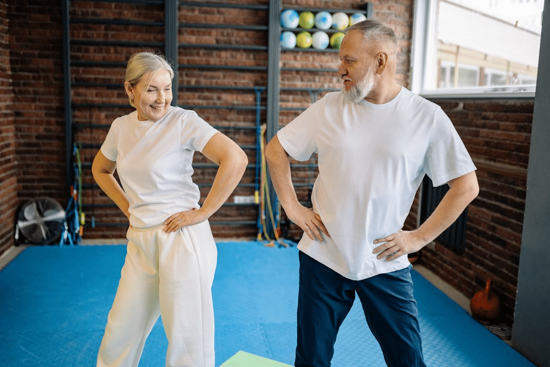 A couple in a fitness class