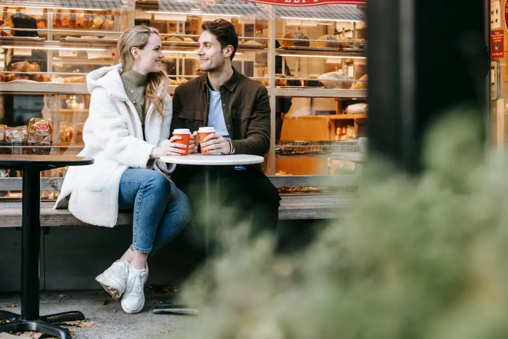 A couple looking at each other