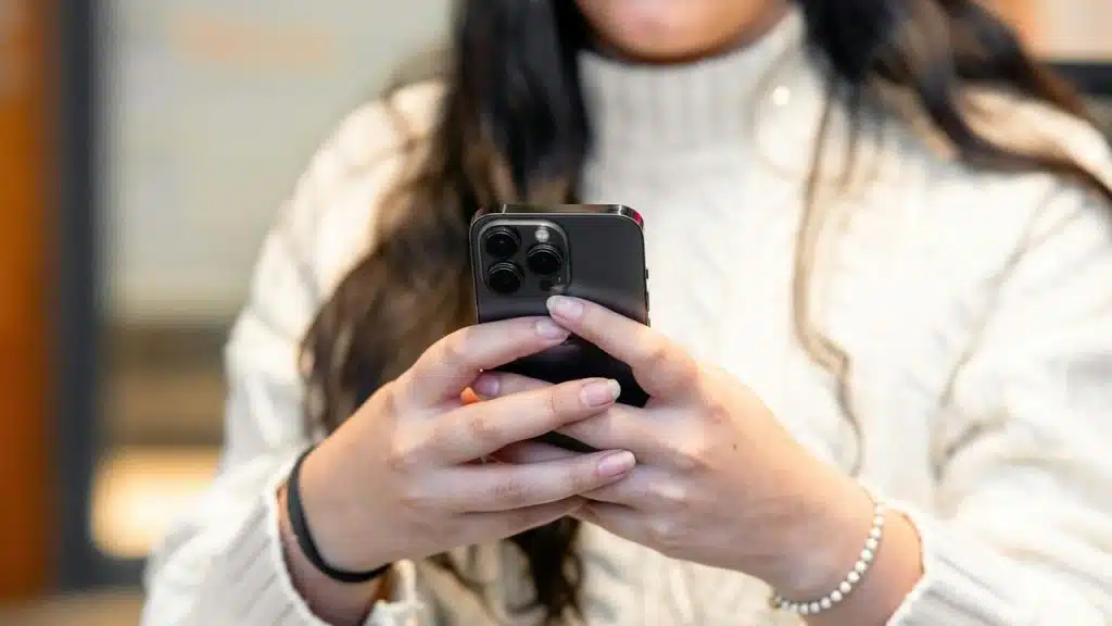 A person holding a smartphone