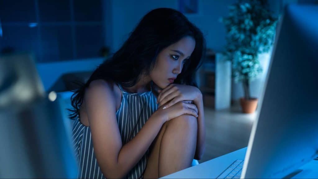 A woman waiting for a reply