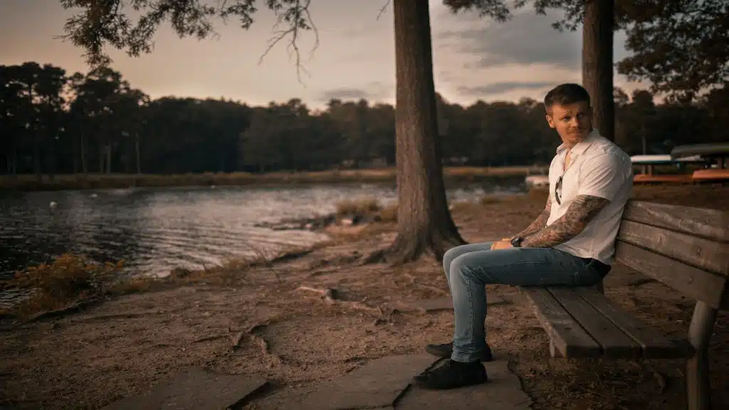 man spending time alone