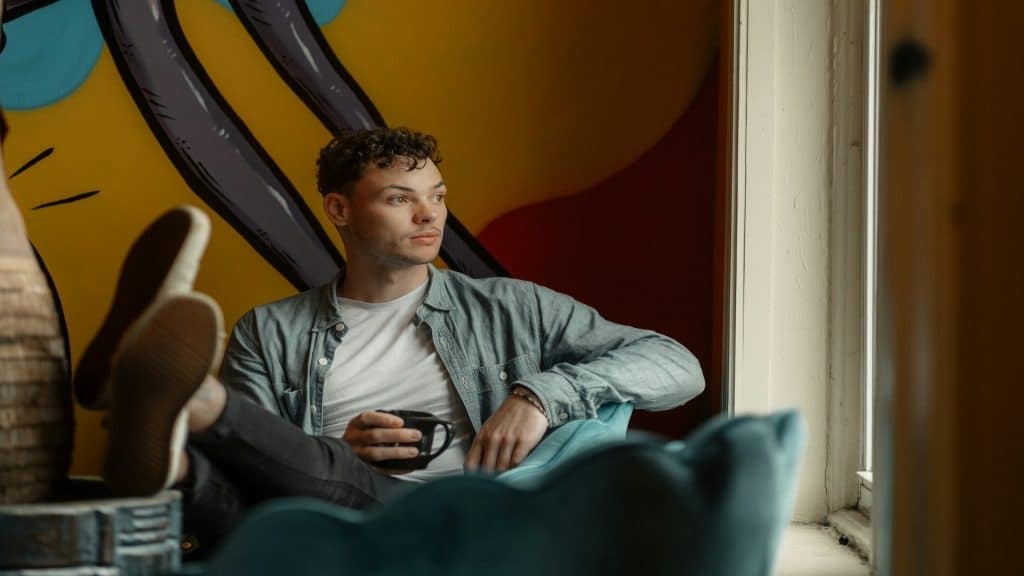 man sitting alone