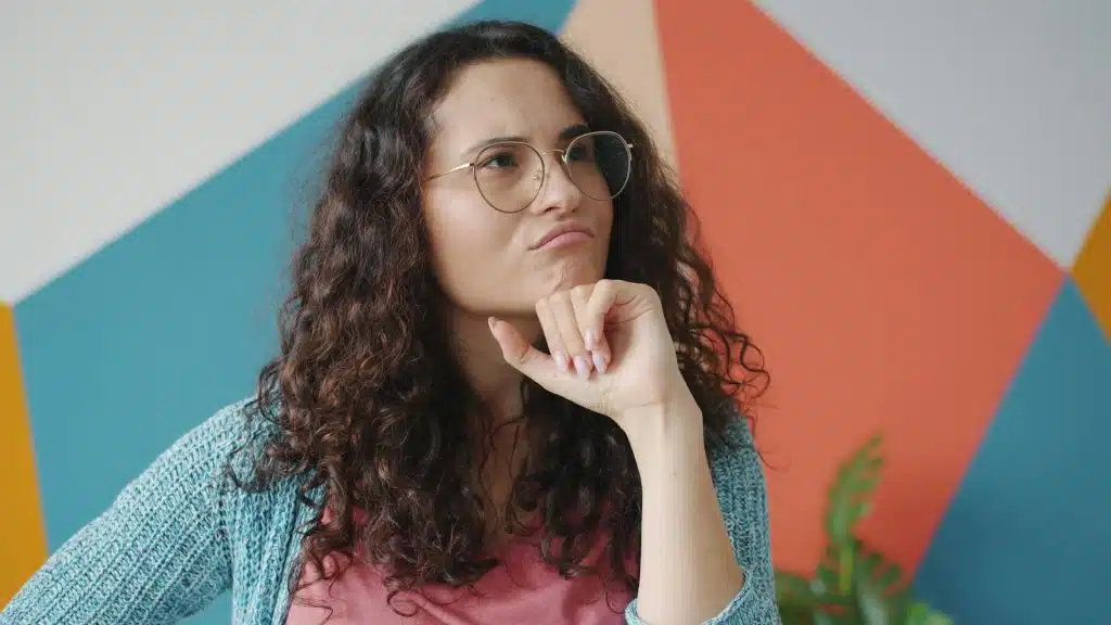 woman looking dismissive during conversation