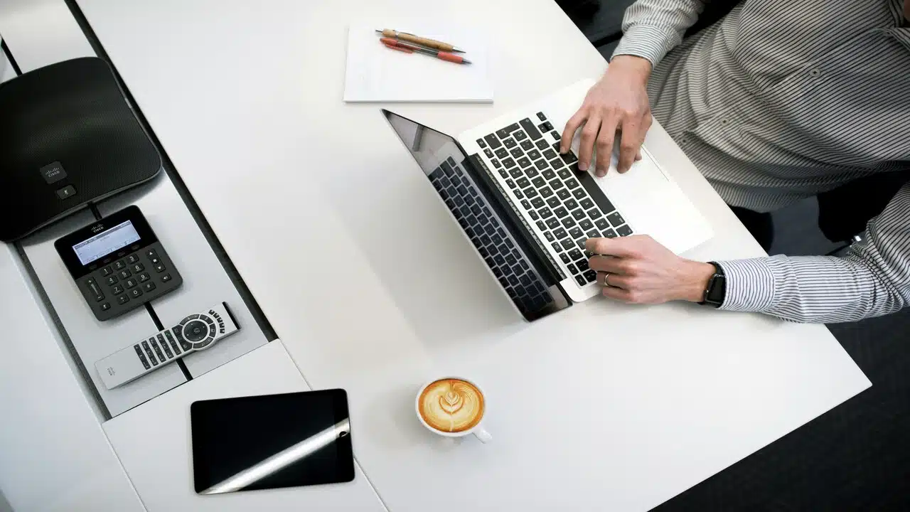 A man using his laptop