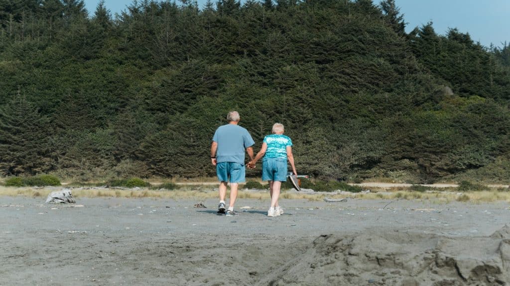 couple walking calmly together