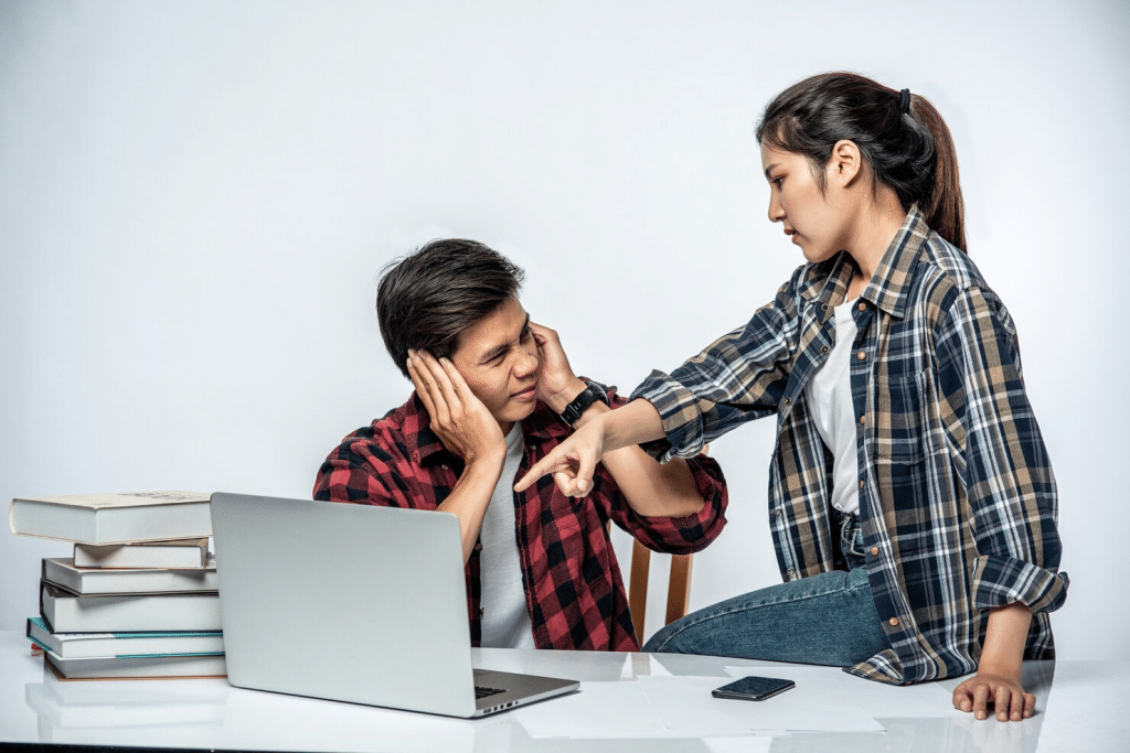 A man not listening to woman
