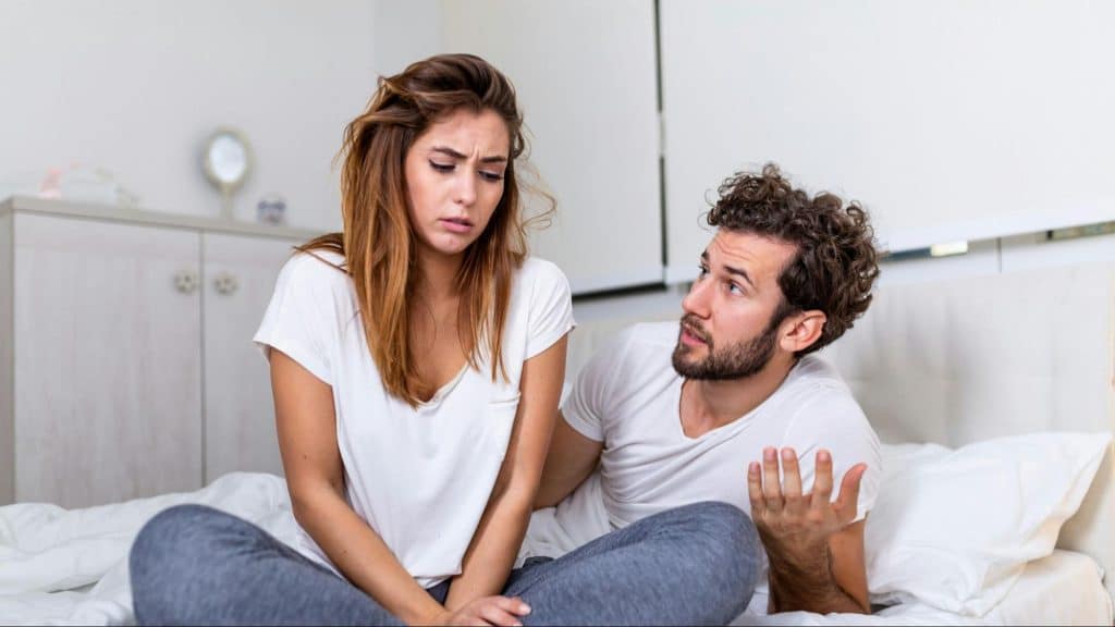 A man and woman arguing