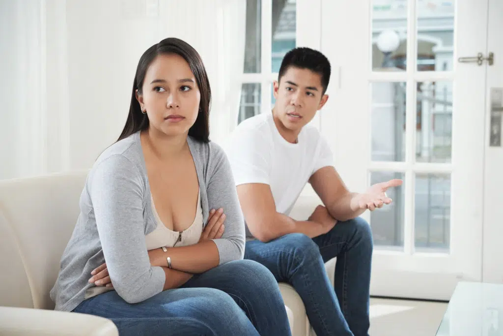 A man annoyed to woman