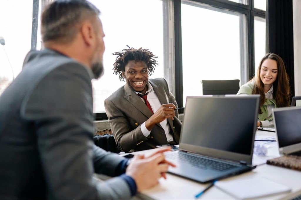 A man and woman at work