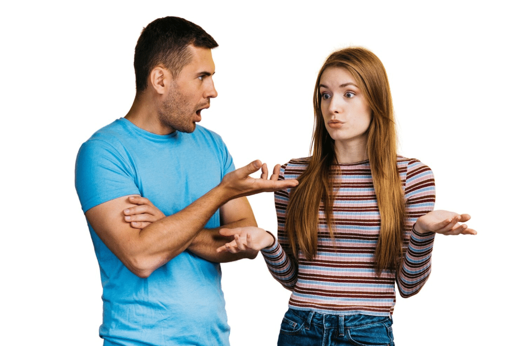 A man and woman arguing