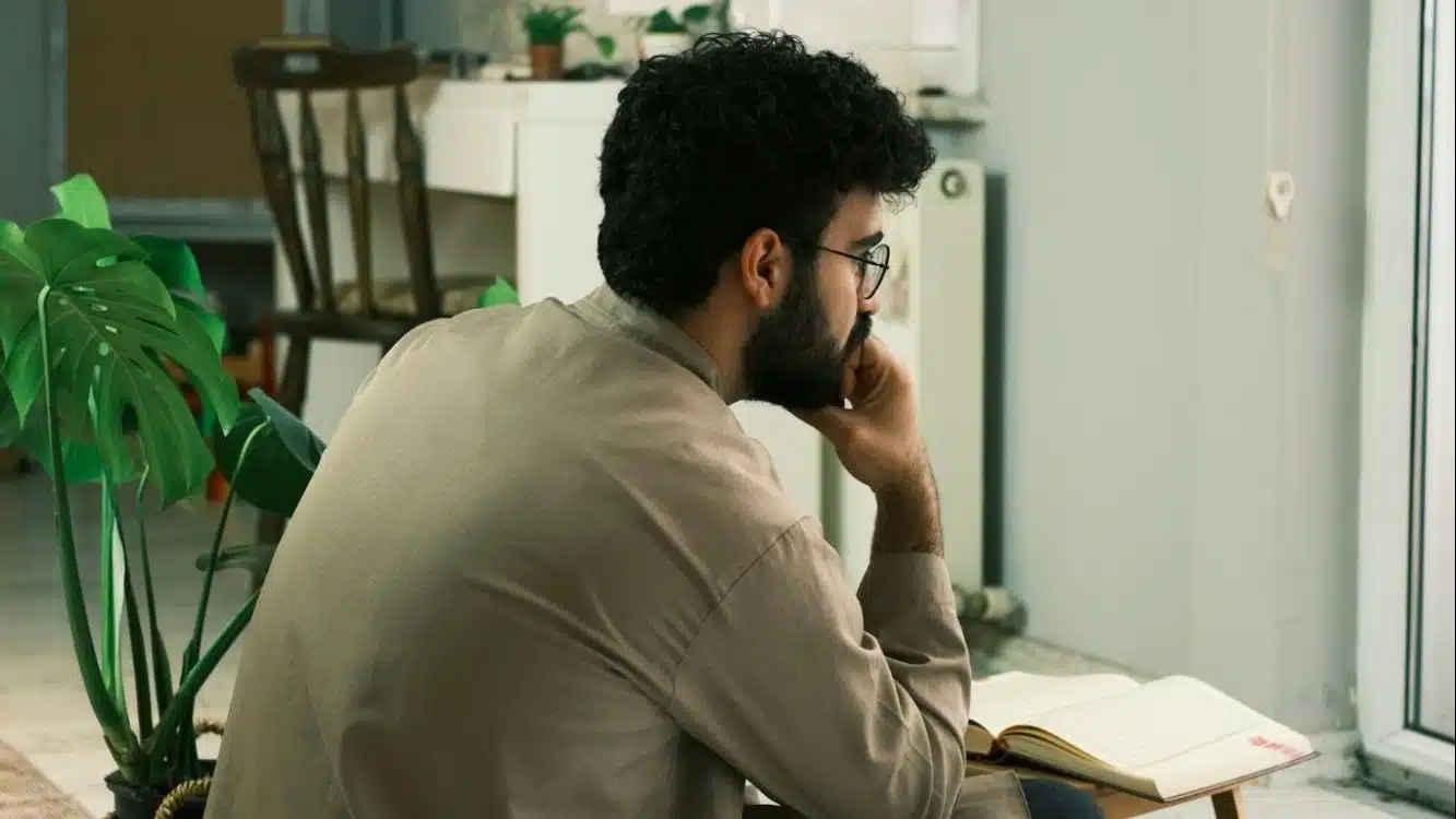 thoughtful man indoors