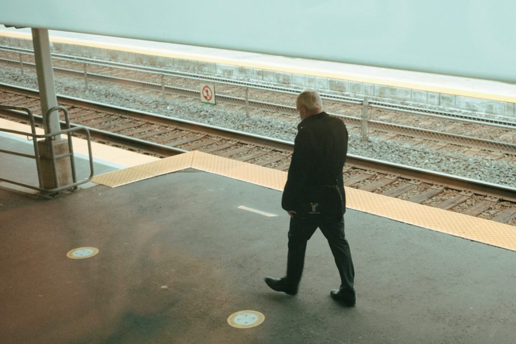 tired man walking