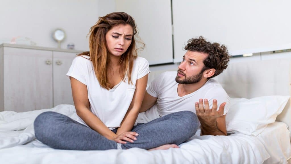 A man trying to convince his girlfriend