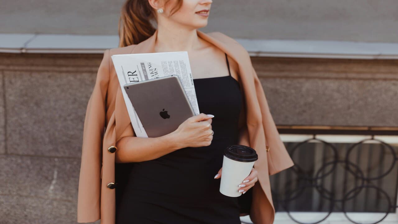 A woman on her way to work
