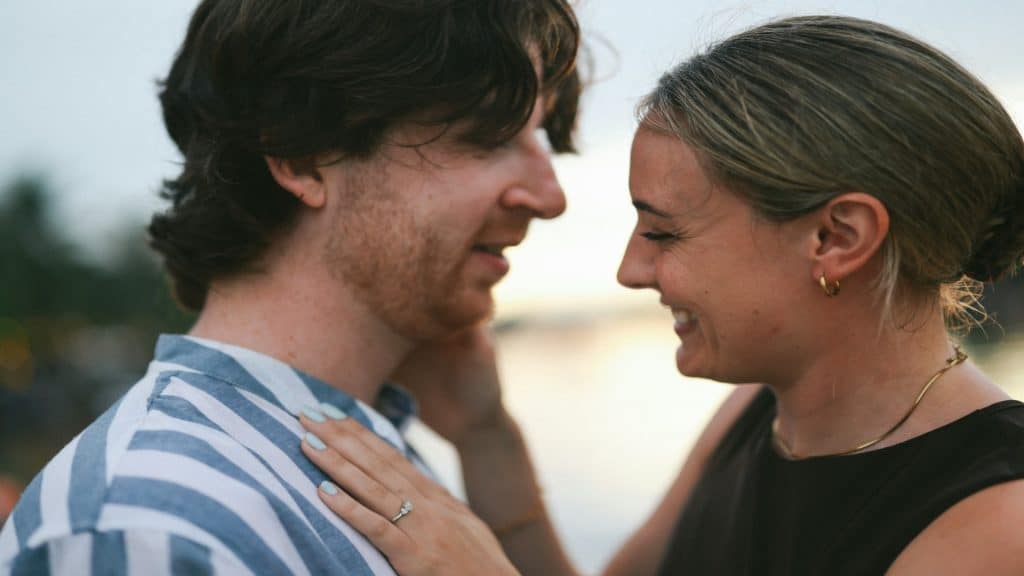 couple talking closely together