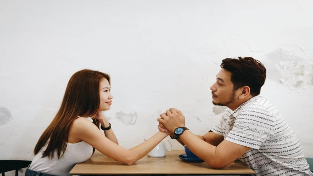 couple talking calmly