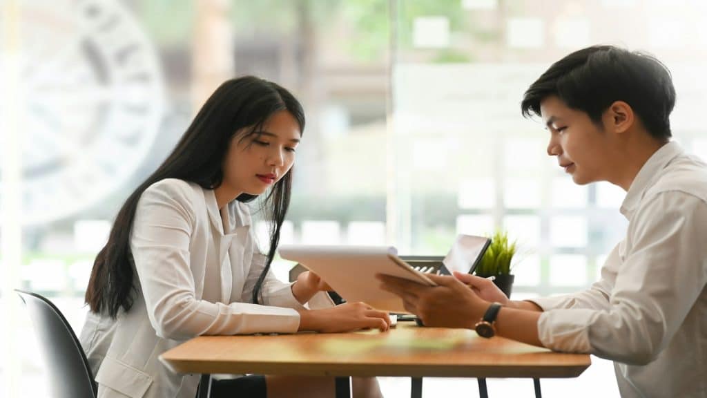 couple talking calmly