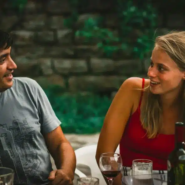 couple talking during early date